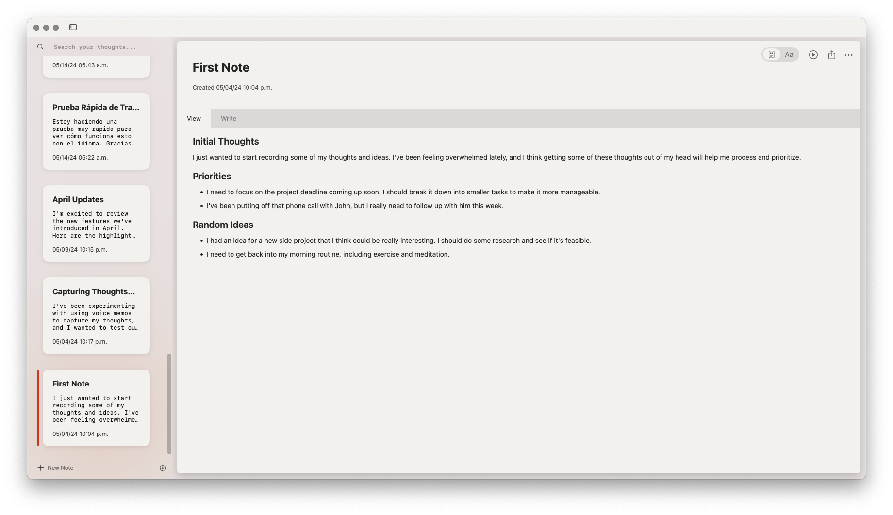 Cleft note editor showing the redesigned writing and viewing interface.